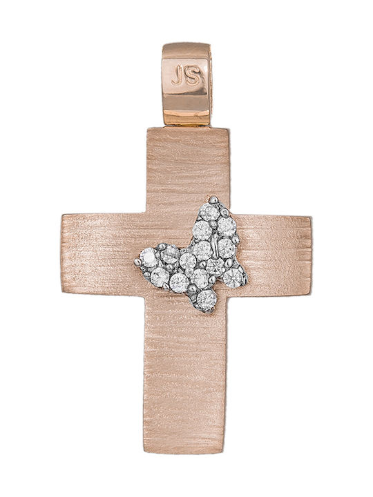 Damen Roségold Kreuz 14K