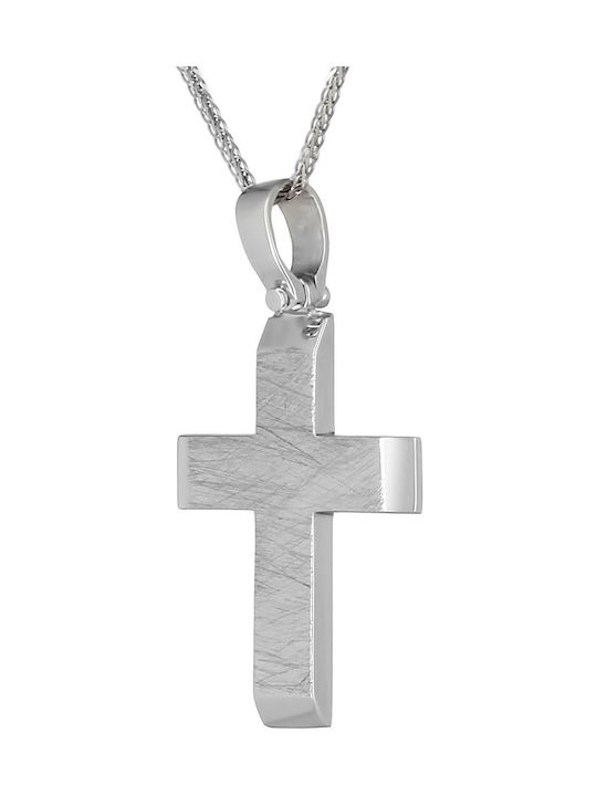 Men's White Gold Cross 14K