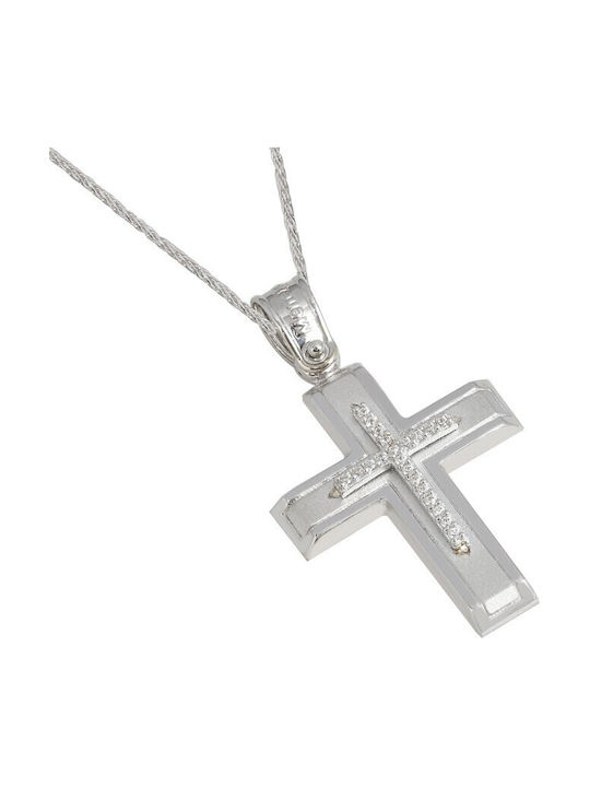 Damen Weißgold Kreuz 14K mit Kette