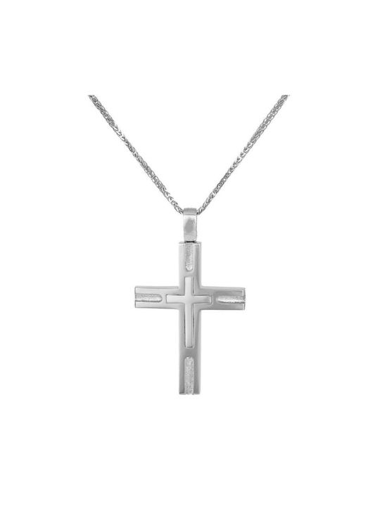 Herren Weißgold Kreuz 14K mit Kette