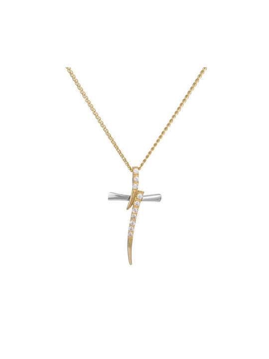 Damen Gold Kreuz 14K mit Kette