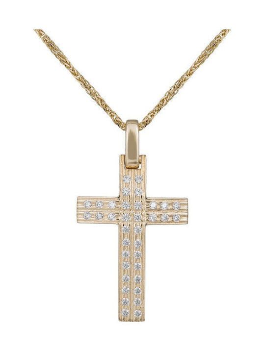 Damen Gold Kreuz 14K mit Kette