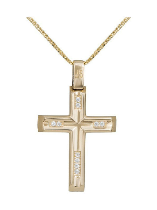 Damen Gold Kreuz 14K mit Kette