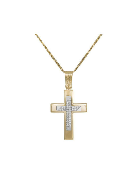 Damen Gold Kreuz 14K mit Kette