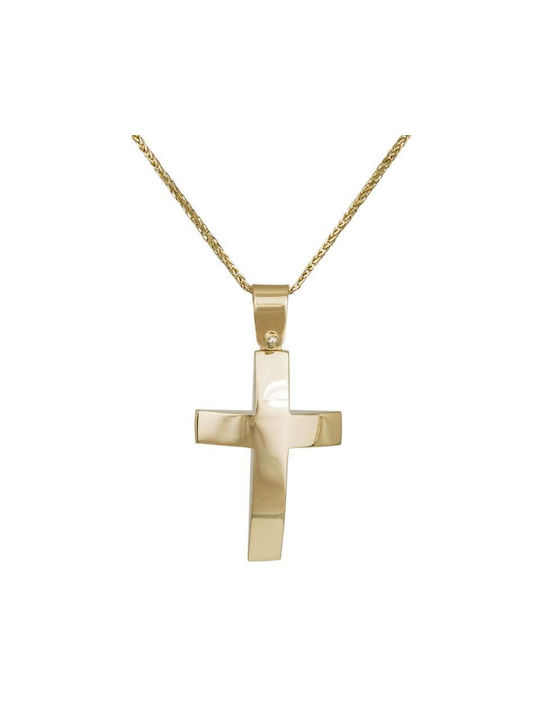 Herren Gold Kreuz 14K mit Kette