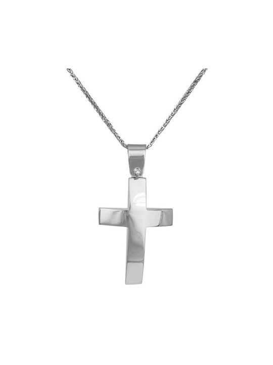 Herren Weißgold Kreuz 14K mit Kette