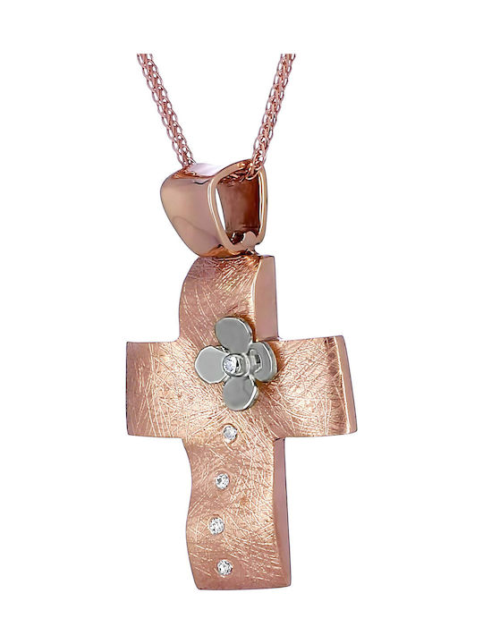 Damen Roségold Kreuz 14K