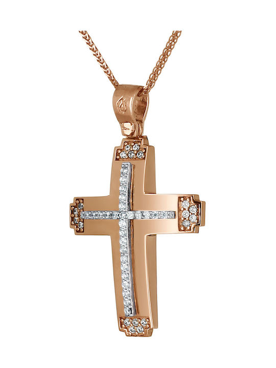 Damen Roségold Kreuz 14K