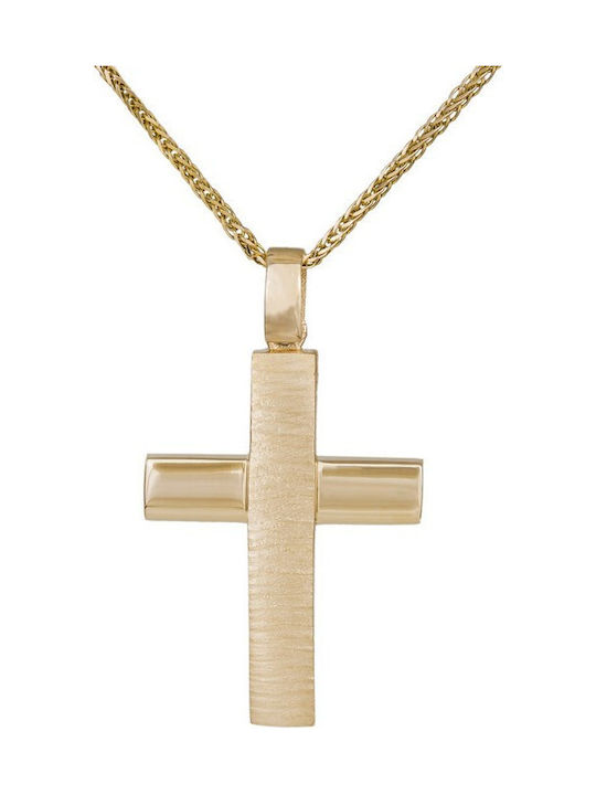 Herren Gold Kreuz 14K mit Kette