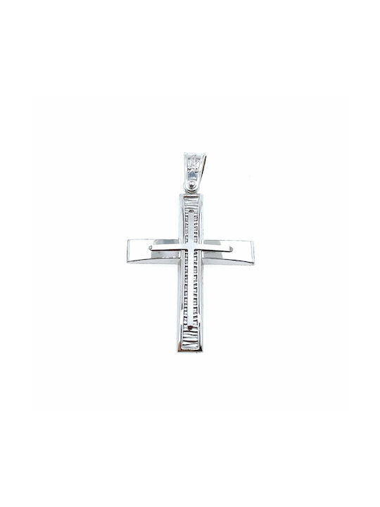 White Gold Cross 14K Xr389