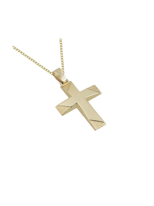 Herren Gold Kreuz 14K mit Kette