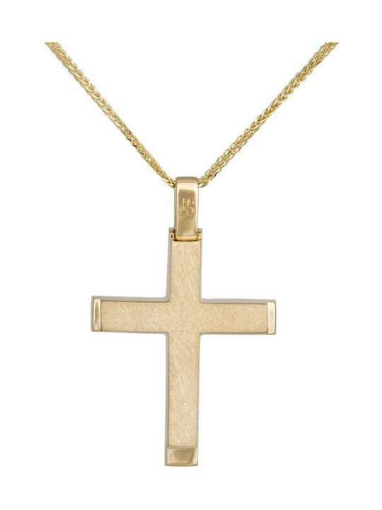 Herren Gold Kreuz 14K mit Kette