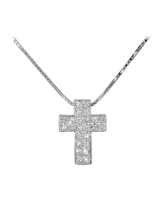 Damen Weißgold Kreuz 18K mit Kette