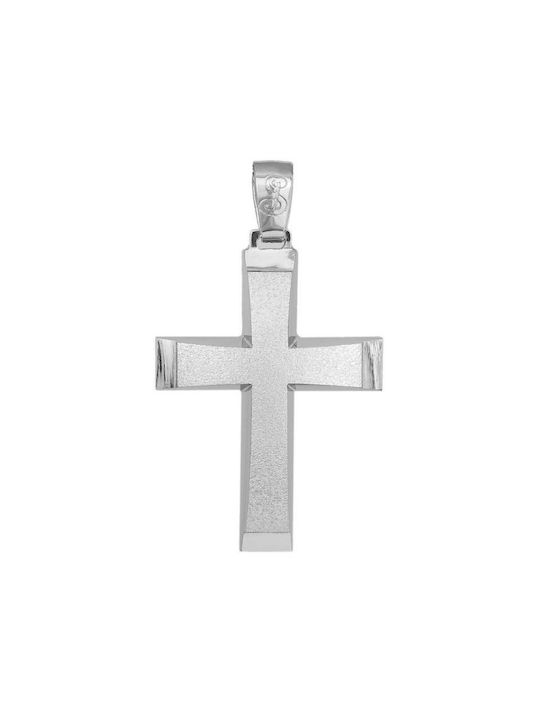 Men's White Gold Cross 14K