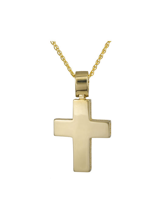 Herren Gold Kreuz 14K mit Kette