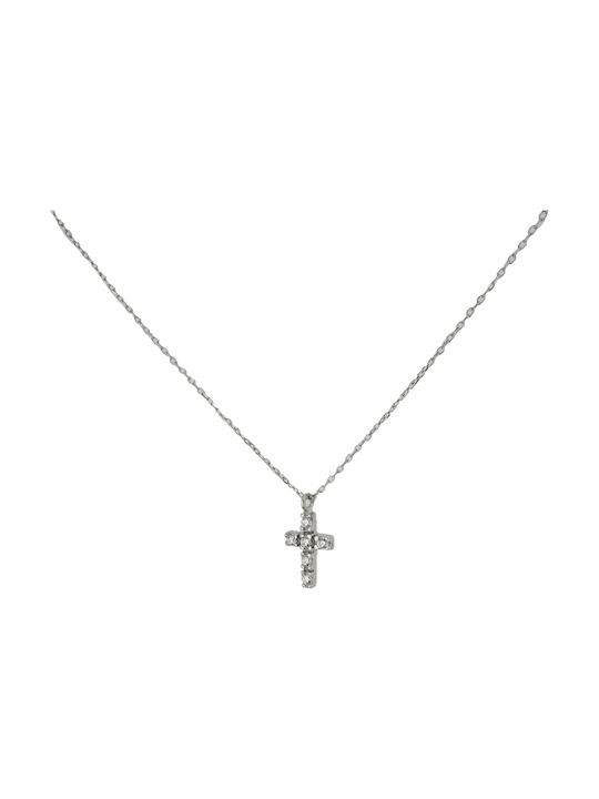 Papadopoulos Gold Damen Weißgold Kreuz mit Kette