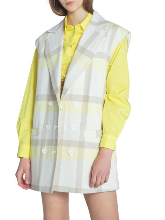 Lumina Long Women's Vest with Buttons Yellow