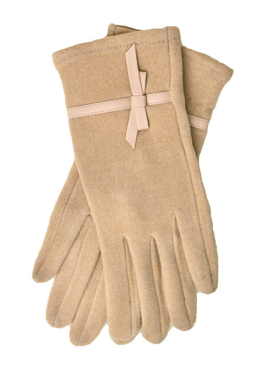 Women's Leather Touch Gloves Beige