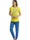 Roly Poly Sommer Damen Pyjama-Set Gelb Stay Positive