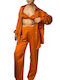 La Lolita Amsterdam Damen Satin Robe mit Pyjama Orange