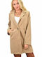 Damen Beige Mantel mit Knöpfen