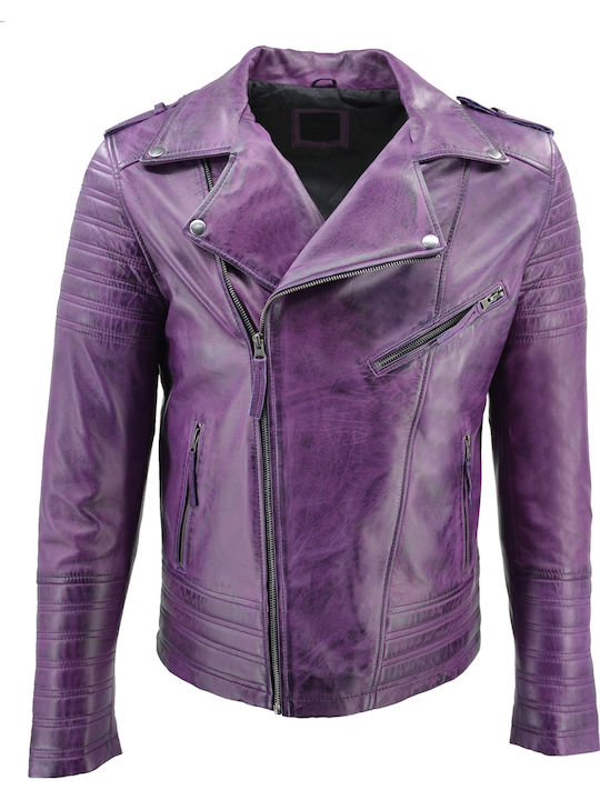 Dermatina 100 Leather Jacket Biker Purple