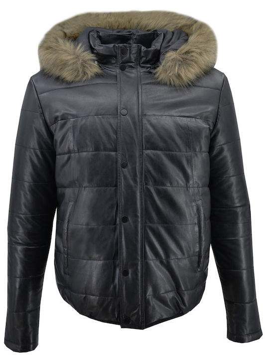 Leather Winter Jacket Black
