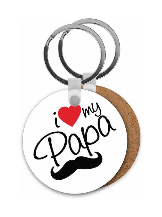 Keychain I Love My Papa Wooden