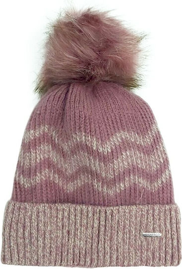 Pom Pom Beanie Frauen Beanie Gestrickt in Rosa Farbe