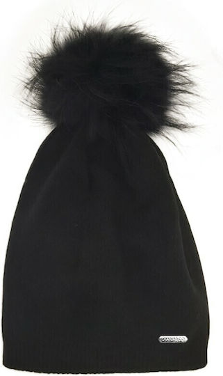 Pom Pom Beanie Frauen Beanie Gestrickt in Schwarz Farbe