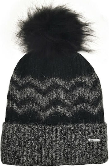Pom Pom Beanie Frauen Beanie Gestrickt in Schwarz Farbe