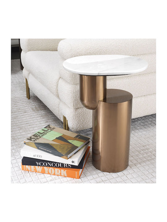 Masă Laterală Rotundă Tore Metalică Bronz M45xL35xH62cm