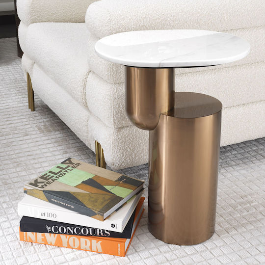 Masă Laterală Rotundă Tore Metalică Bronz M45xL35xH62cm