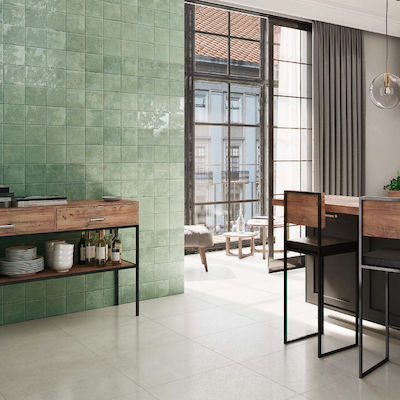 Heritage Kitchen Wall / Bathroom Gloss Porcelain Tile 90x30cm Green