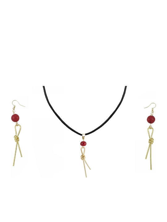 Tatu Moyo Set with Necklace & Earrings from Gold with Stones
