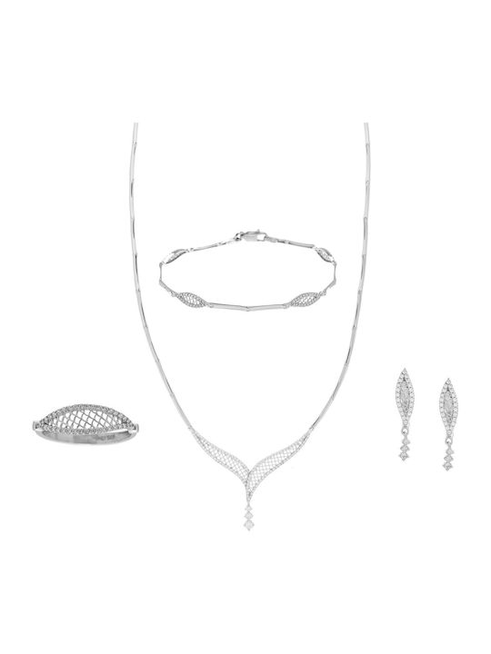 Vitopoulos Vitopoulos Set with Necklace , Earrings & Ring from White Gold 14K with Stones