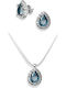 Exis Jewellery Σετ με Κολιέ & Σκουλαρίκια από Ασήμι με Πέτρες