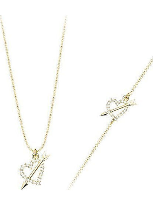 Exis Jewellery Set mit Halskette & Armband aus Silber Vergoldet mit Steinen