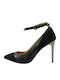 Leder Pumps mit Riemchen Schwarz