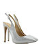 Designer Leder Pumps Silber