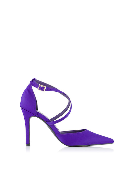 Diamantique Pointed Toe Purple Heels