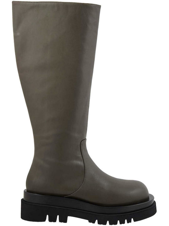 Leather Women's Boots Tankedkh Boots Green