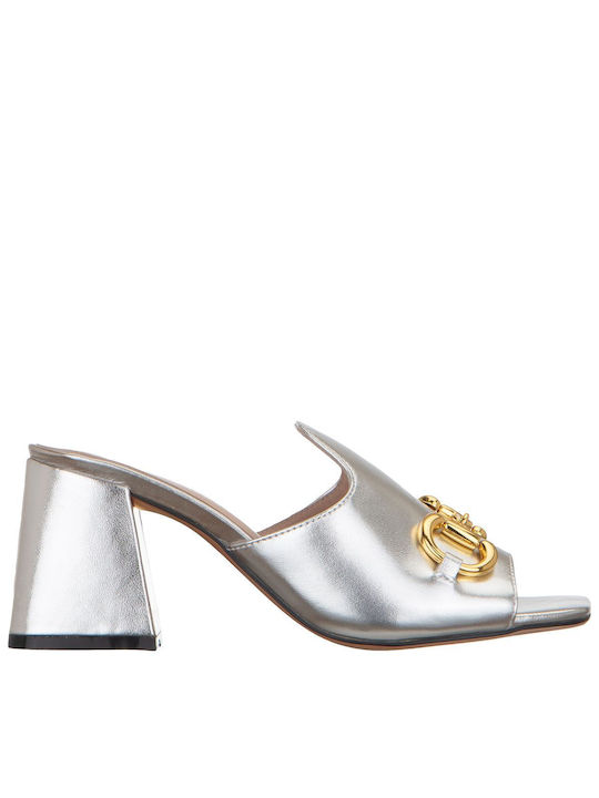 Favela Nyssa Leather Mules with Chunky High Hee...
