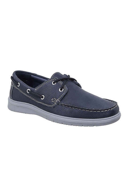 Imac Men's Leather Boat Shoes Blue