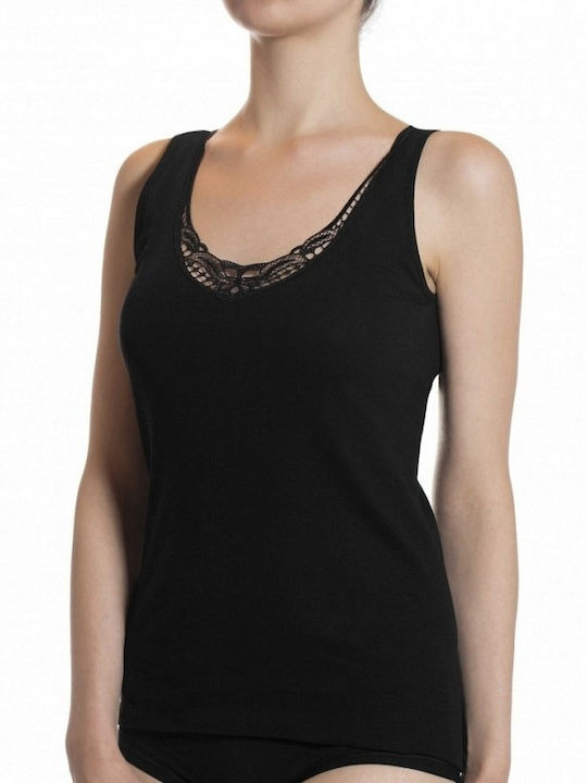 Women's Sleeveless Cotton T-Shirt Black