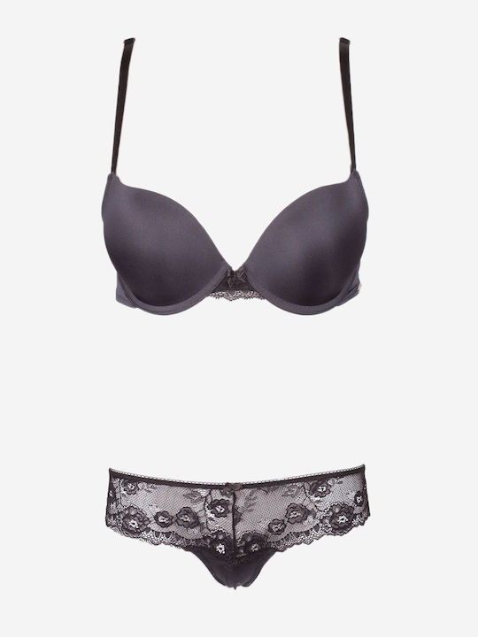 Norddiva Lace Underwear Set with Bra & Brazil C...