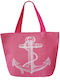 Stroh Strandtasche mit Muster Verankerung Fuchsia