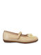 Kids Anatomic Patent Leather Ballerinas Shoes with Hoop & Loop Closure Beige