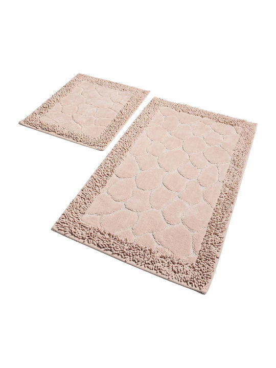 Bath Mats Set Cotton Stone Pink 2pcs