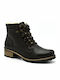 Leather Women's Ankle Boots with Fur Brown